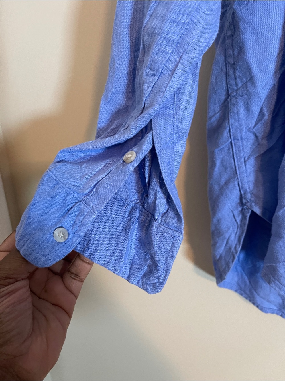 Universal Thread Button-Up Shirt Womens Large Blue Relaxed Fit Linen Classic Top - Picture 5 of 8